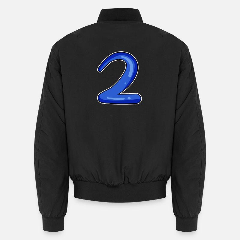 Two - 2 - Number Number - Unisex Bomber Jacket - black