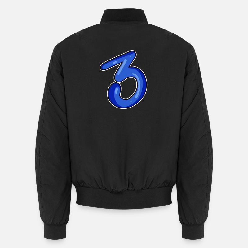 Drei - 3 - Nummer 3 - Zahl 3 Unisex Bomberjacke