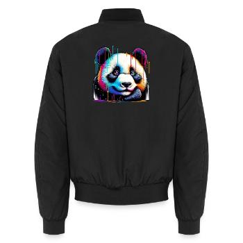 Panda - Unisex Bomber Jacket - black - Back - AI Model Male 185 light (185cm)