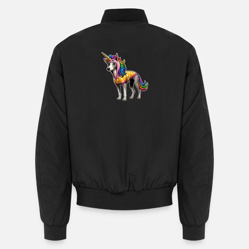 Whippet im Einhorn-Anzug - Unisex Bomberjacke - Schwarz