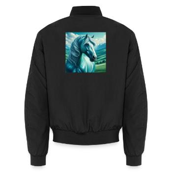 Cheval bleu - Bomber unisexe - noir - Dos - AI Model Male 185 light (185cm)