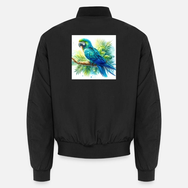 Watercolor Blue Macaw Unisex Bomber Jacket