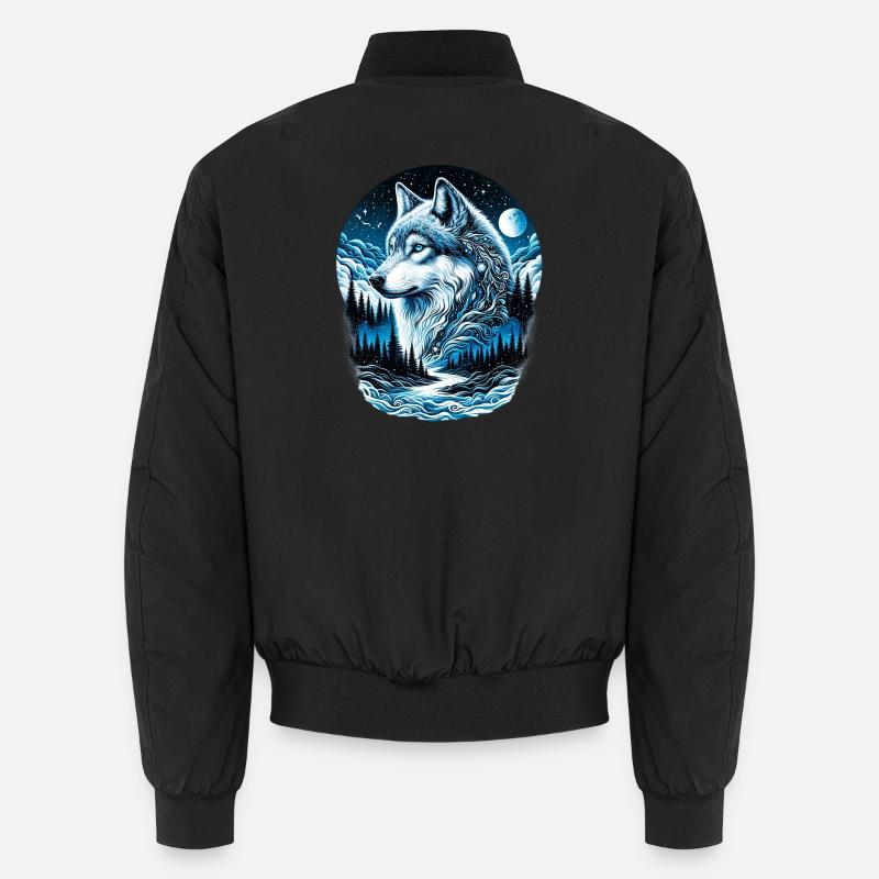 Wolf - Unisex Bomberjacke - Schwarz