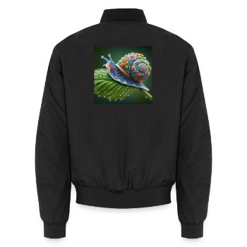 Blühende Schnecke - Unisex Bomberjacke - Schwarz - Hinten - AI Model Male 185 light (185cm)