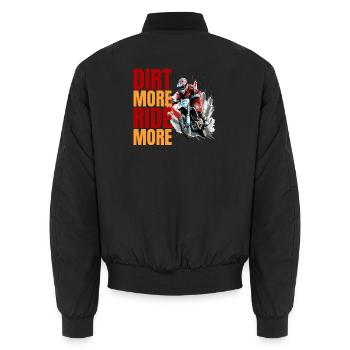 Dirt More - Ride More - Unisex Bomberjacke - Schwarz - Hinten - AI Model Male 185 light (185cm)