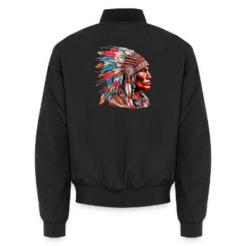 American Indian American Red Skin - Unisex Bomber Jacket - black - Back - AI Model Male 185 light (185cm)