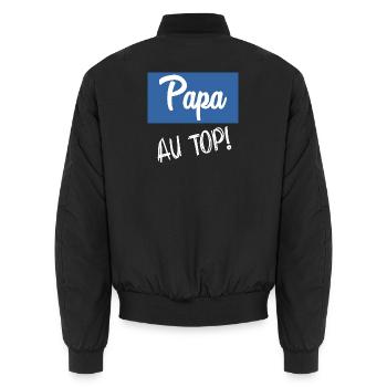 PAPA. FÊTE DES PÈRES. BONNE FÊTE PAPA. BONNE FÊTE. - Bomber unisexe - noir - Dos - AI Model Male 185 light (185cm)