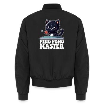 Ping Pong Master Katze Black Cat Dad Outfit - Unisex Bomberjacke - Schwarz - Hinten - AI Model Male 185 light (185cm)