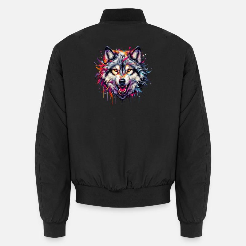 Wolf - Unisex Bomberjacke - Schwarz