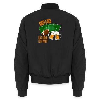 Rugby & Bier - Das gönn ich mir - Unisex Bomberjacke - Schwarz - Hinten - AI Model Male 185 light (185cm)