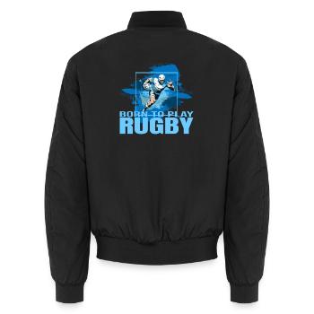 Born to play Rugby - Unisex Bomberjacke - Schwarz - Hinten - AI Model Male 185 light (185cm)