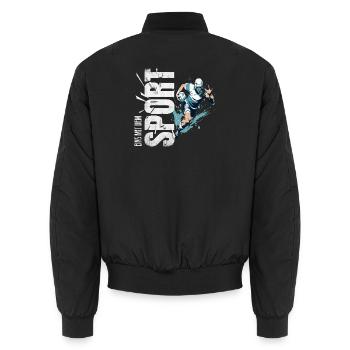 Eins mit dem Sport - Rugby - Unisex Bomberjacke - Schwarz - Hinten - AI Model Male 185 light (185cm)