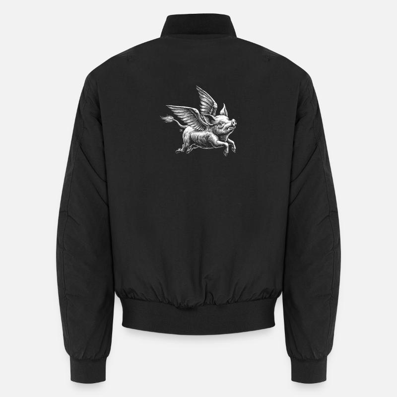 Cochon ailé : illustration rétro - Bomber unisexe - noir