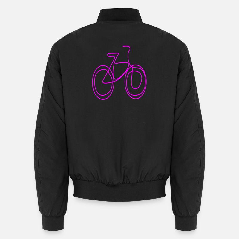 LINE ART BICYCLE PINK MINIMALISM - Unisex Bomber Jacket - black