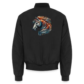 Horse - Unisex Bomber Jacket - black - Back - AI Model Male 185 light (185cm)