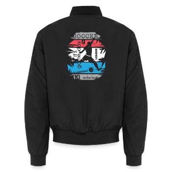 Soccer Netherlands Tournament Team Goal Shot Icon - Unisex Bomber Jacket - black - Back - AI Model Male 185 light (185cm)