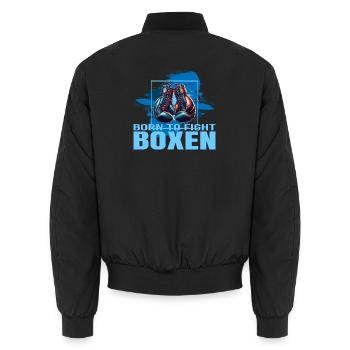 Born to fight Boxen - Unisex Bomberjacke - Schwarz - Hinten - AI Model Male 185 light (185cm)