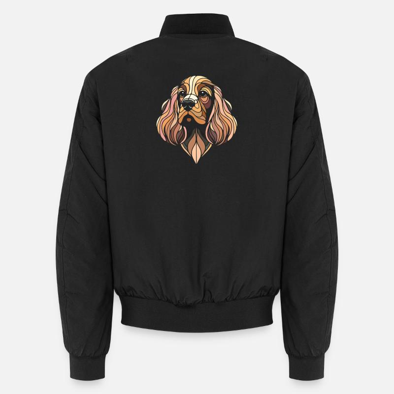 Cocker Spaniel Hundekopf geometrische Kunst Polygon Kunst Unisex Bomberjacke