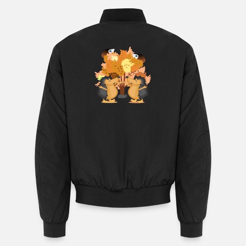 AUTUMN TREE HEDGEHOG ANIMAL ILLUSTRATIONS Unisex Bomber Jacket