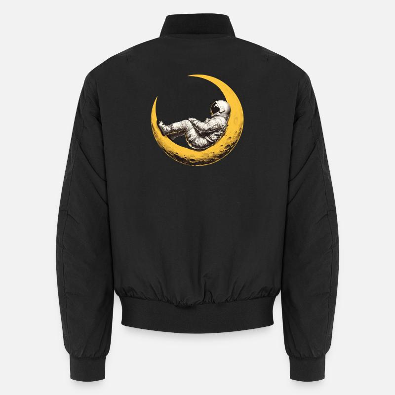 Ein Astronaut auf einer Mondsichel Unisex Bomberjacke