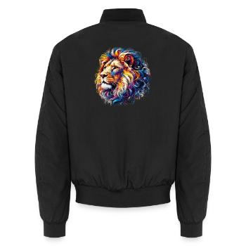 Lion - Unisex Bomber Jacket - black - Back - AI Model Male 185 light (185cm)