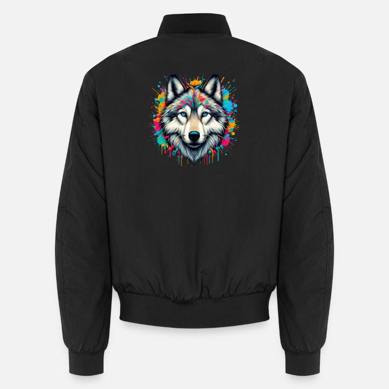 Wolf - Unisex Bomber Jacket - black