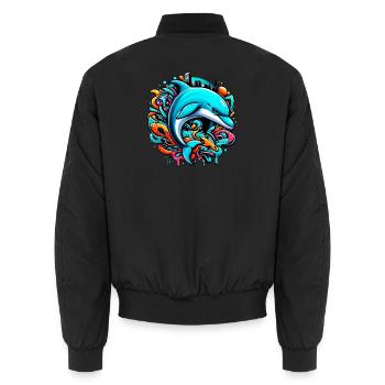 Delfin - Unisex Bomberjacke - Schwarz - Hinten - AI Model Male 185 light (185cm)