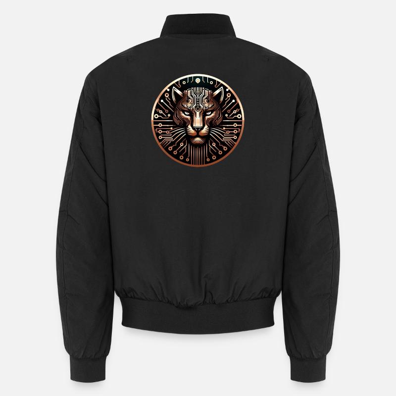 Cyber Leopard Platine Digital Art Unisex Bomberjacke