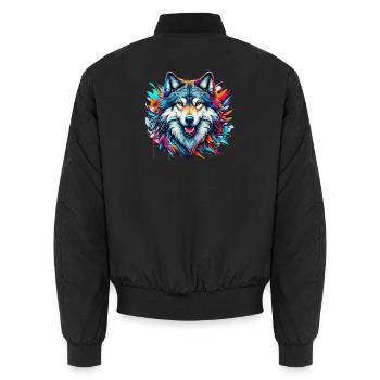 Wolf - Unisex Bomberjacke - Schwarz - Hinten - AI Model Male 185 light (185cm)