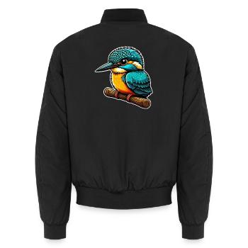 Kingfisher - Unisex Bomber Jacket - black - Back - AI Model Male 185 light (185cm)