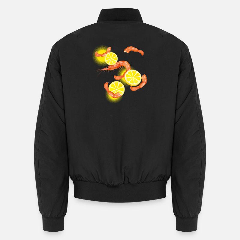 Prawns or shrimp with lemon slices Unisex Bomber Jacket