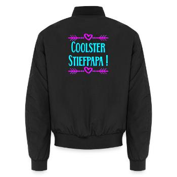 Vatertag Stiefpapa - Unisex Bomberjacke - Schwarz - Hinten - AI Model Male 185 light (185cm)