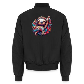Sloth - Unisex Bomber Jacket - black - Back - AI Model Male 185 light (185cm)