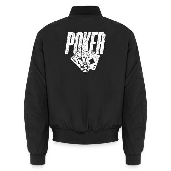 Casino Gambling Poker Winning Card Game Jackpot - Unisex Bomber Jacket - black - Back - AI Model Male 185 light (185cm)
