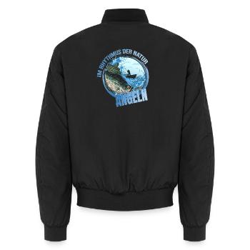 Im Rhythmus der Natur - Angeln - Unisex Bomberjacke - Schwarz - Hinten - AI Model Male 185 light (185cm)