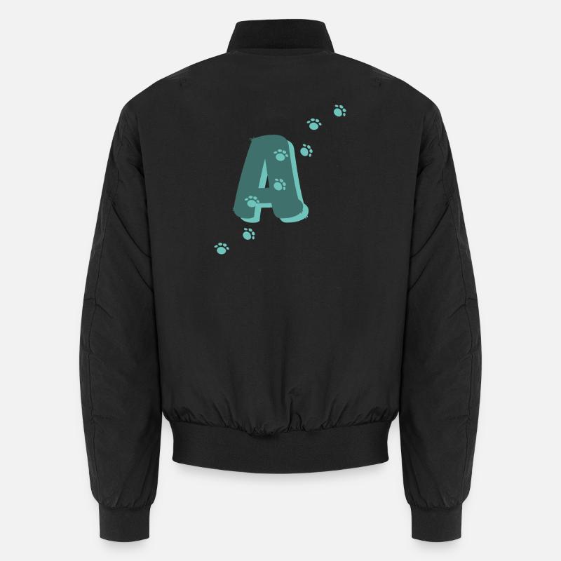 Paws Letter A - Unisex Bomber Jacket - black