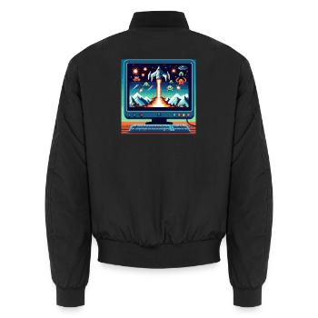 Jeu d’avion rétro - Bomber unisexe - noir - Dos - AI Model Male 185 light (185cm)