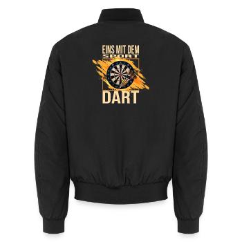 Eins mit dem Sport - Dart - Unisex Bomberjacke - Schwarz - Hinten - AI Model Male 185 light (185cm)