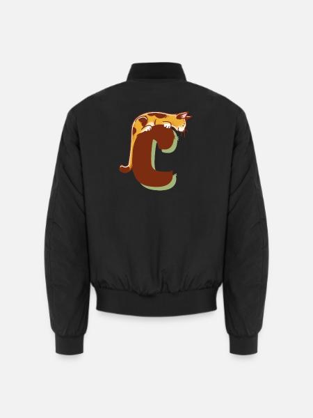Cat Letter C - Unisex Bomber Jacket - black