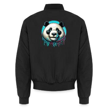 Panda - Unisex Bomber Jacket - black - Back - AI Model Male 185 light (185cm)