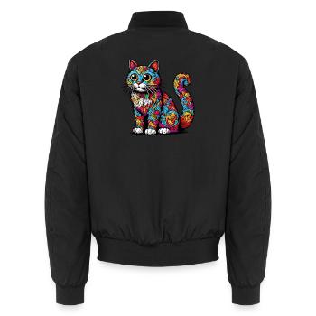 Cat - Unisex Bomber Jacket - black - Back - AI Model Male 185 light (185cm)