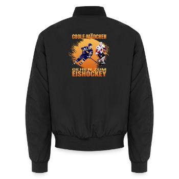 Coole Mädchen gehen zum Eishockey - Unisex Bomberjacke - Schwarz - Hinten - AI Model Male 185 light (185cm)