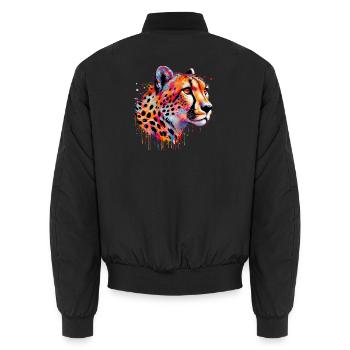Cheetah - Unisex Bomber Jacket - black - Back - AI Model Male 185 light (185cm)