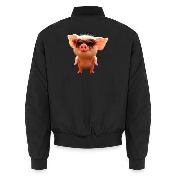 Pig Domestic Pig Pig Piglet Piggy - Unisex Bomber Jacket - black - Back - AI Model Male 185 light (185cm)