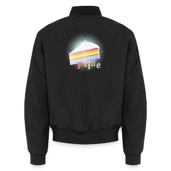 Morceau de gâteau arc-en-ciel aux couleurs pastel délicates - Bomber unisexe - noir - Dos - AI Model Male 185 light (185cm)