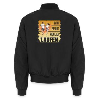 Natur - Freiheit - Abenteuer - Laufen - Unisex Bomberjacke - Schwarz - Hinten - AI Model Male 185 light (185cm)