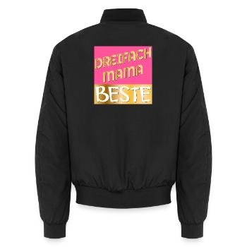 DREIFACH MAMA MUTTERTAG - Unisex Bomberjacke - Schwarz - Hinten - AI Model Male 185 light (185cm)
