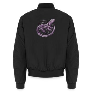 Lizard shades of purple aboriginal patterns, tribal - Unisex Bomber Jacket - black - Back - AI Model Male 185 light (185cm)
