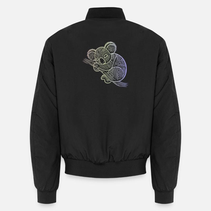 Koala in Aborigine-Mustern, Stammesmuster - Unisex Bomberjacke - Schwarz