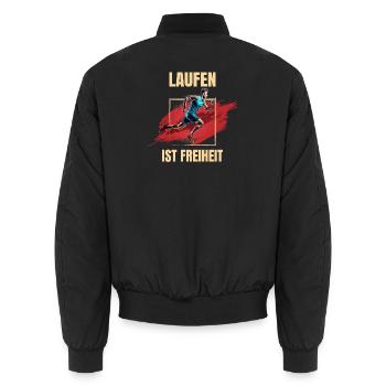 Laufen ist Freiheit - Unisex Bomberjacke - Schwarz - Hinten - AI Model Male 185 light (185cm)